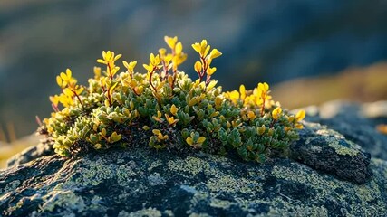 Mountain wildflowers sunrise rock flora nature