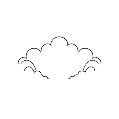 Simplified Minimalist Cloudscape: Graphic Outline of Cloud Shape with White Background