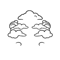 Cartoon of Hand-drawn cloud formation in simple sky.