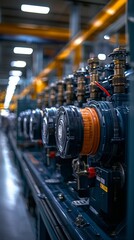 Fototapeta premium This image features precision instruments located in a high-tech production area, representing the intricacies of engineering and manufacturing excellence in a contemporary facility.