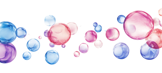 Colorful spheres floating in the air isolated on white background PNG.AI GENERATED