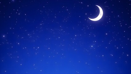 Naklejka premium dreamy night sky background with glowing stars and a crescent moon creating a magical and serene atmosphere perfect for celestial, fantasy and peaceful-themed artistic compositions 