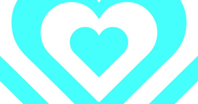 Moving hypnotic Heart in fast motion. Seamless Psychedelic hearts for Valentines day concept or festive day. White and blue color
