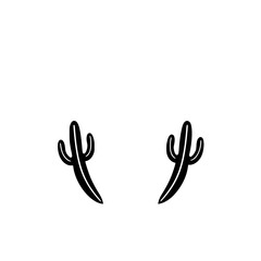 Obraz premium Black and white minimalist illustration of two cacti, symmetrically arranged on a white background.
