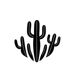 Obraz premium Cactus-shaped graphic illustration, bold black lines, minimalist, graphic cacti, white background.