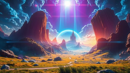 Spring abstraction in the style of sci-fi world