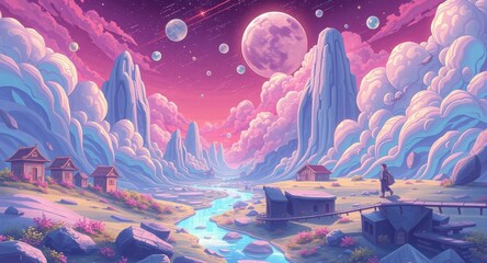 Spring abstraction in the style of sci-fi world