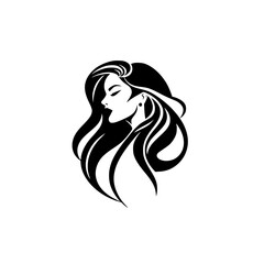 Stylish silhouette depicting a profile of a woman with flowing hair.