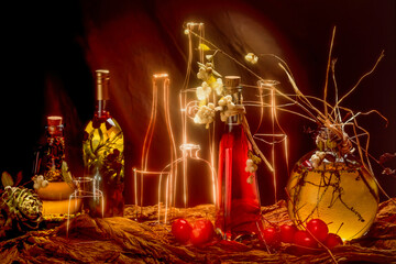Huile et vin en light-painting