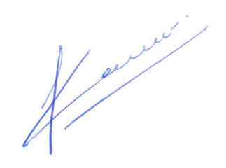 Beautiful signature made with pen isolated on white, top view