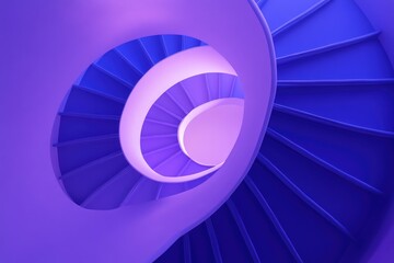 Fototapeta premium Circular Stairs Leading Up Inside a Lighthouse: Architectural Wonder in Brittany's Blue Coastline