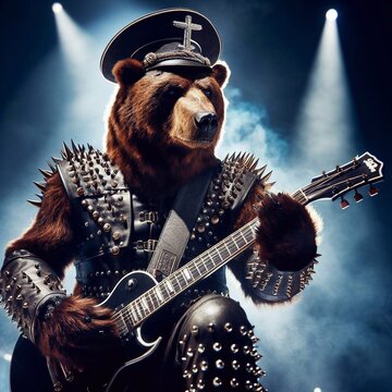 Brown Bear as a rocker, guitarist on stage. Depeche Mode