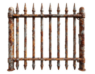 metal gate bars old weathered isolated transparent background 