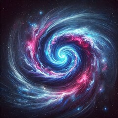 A spiral galaxy with bright stars in space. Space for text.