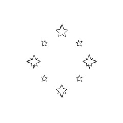 Diamond-shaped arrangement of stars: abstract minimalist design, featuring an outline of a star pattern set against a white background.