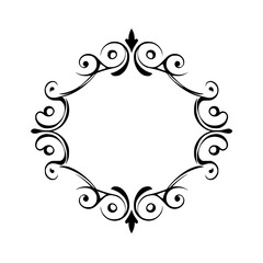 Elegant Oval Frame with Ornate Scrollwork in Black and White.