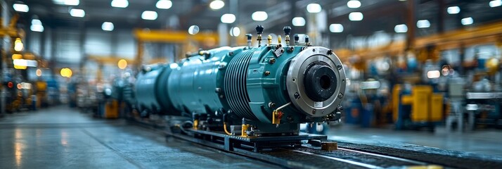 Fototapeta premium A captivating glimpse of sophisticated engineering equipment in a high-tech factory, showcasing its vital role in delivering precision and efficiency in manufacturing.