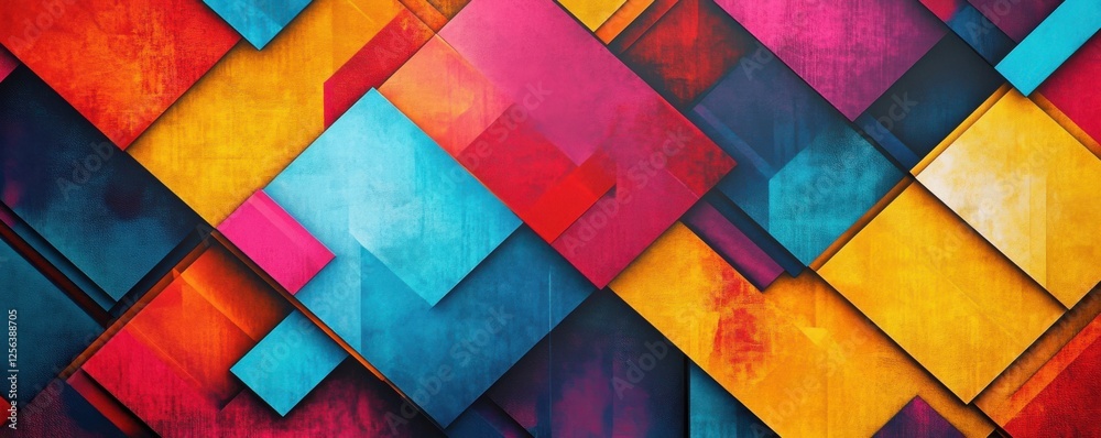 Poster vibrant abstract geometric pattern with overlapping colorful shapes