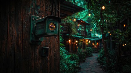 Security Camera Observes Nighttime Alleyway Scene