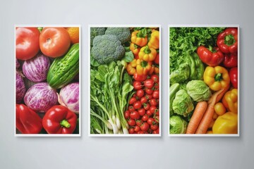 Vibrant Vegetable Promotion: Fresh Grocery Flyer and Social Media Cover Design Set for Stylish Advertising