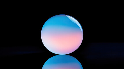 Single translucent glass sphere resting on a matte black surface
