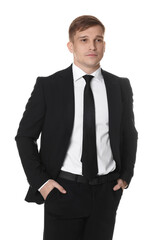 Man in classic suit on white background