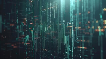 Illuminated digital financial chart featuring dynamic data visualization against a dark backdrop