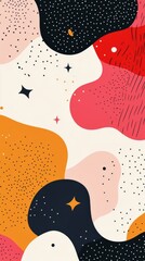 Fototapeta premium Colorful abstract background with dreamy clouds and sparkling stars in pastel hues