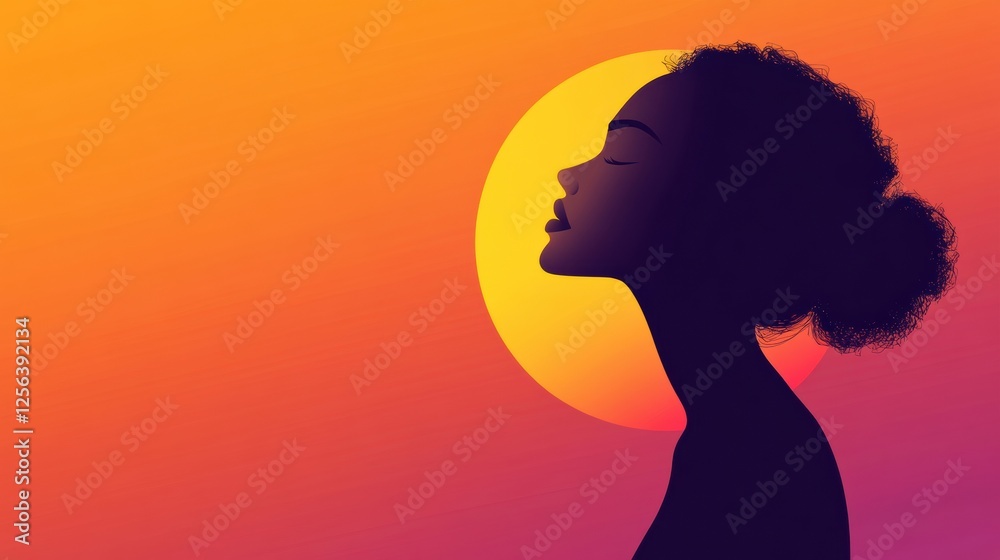 Leinwandbilder silhouette of a model against a glowing sunset background emphasizing minimalist beauty and tranquil
