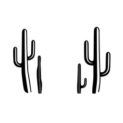 Desert Silhouette: a minimalist illustration of two cacti on a white background.