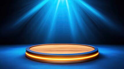 Obraz premium Bright Stage with Dramatic Lighting and Smooth Wooden Surface