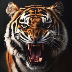 Obraz premium Fierce Feline: Intense Tiger Portrait Capturing the Essence of a Wild Predator in Its Natural Habitat