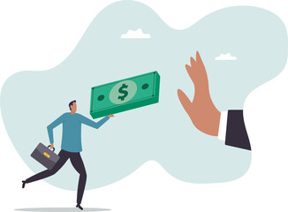 Stop Corruption, refusing to take bribery money.business concept.flat character.