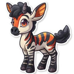 Friendly okapi sticker with a jungle background.