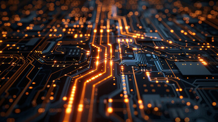 Macro Shot of a Computer Chip on a Detailed Circuit Board