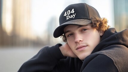 Casual fashion with 404 day cap for urban street style
