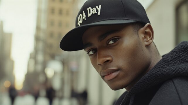 Urban style with 404 day hat in city street setting