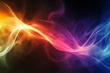 Obraz premium Vibrant waves of color create a mesmerizing light display on a dark background during evening hours