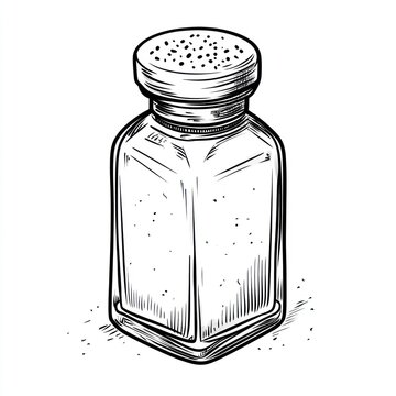 recommend clip art: A Glass Salt Shaker Is Shown In A Line Drawing Style