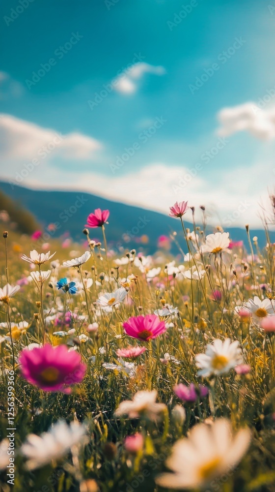 Canvas Prints Colorful wildflowers blooming in a sunny meadow during springtime