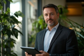 Fototapeta premium Businessman using digital tablet with internet