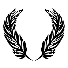 Obraz premium Laurel Wreath Illustration: A black-and-white, feather-like wreath.