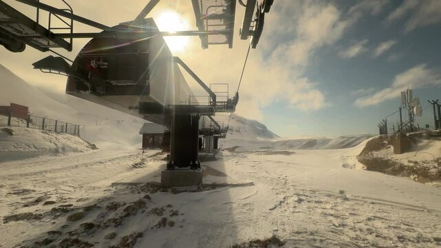 Ski lift snow. High quality video