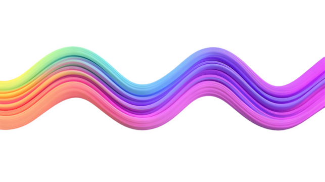 Vibrant Colorful Abstract Wave – Dynamic 3D Gradient Swirl with Smooth Motion on Transparent Background. Cutout.
