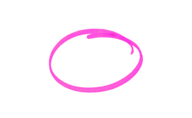 Hand-drawn pink marker circle isolated on a transparent background, brushstroke oval shape for design elements, highlighting, underlining,