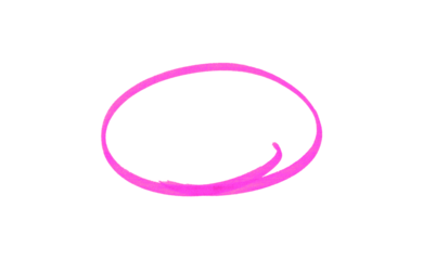 Hand-drawn pink marker circle isolated on a transparent background, brushstroke oval shape for design elements, highlighting, underlining,