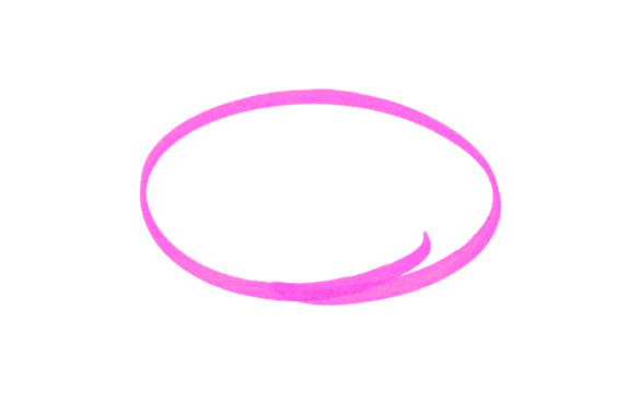 Hand-drawn pink marker circle isolated on a transparent background, brushstroke oval shape for design elements, highlighting, underlining,