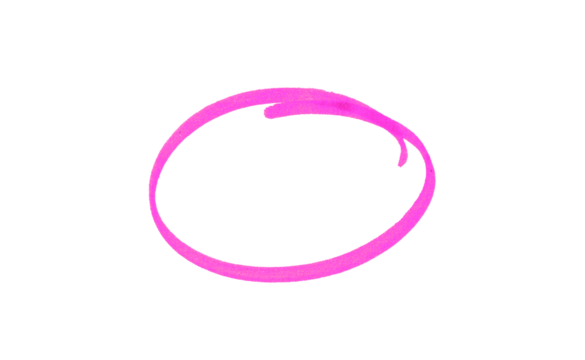 Hand-drawn pink marker circle isolated on a transparent background, brushstroke oval shape for design elements, highlighting, underlining,
