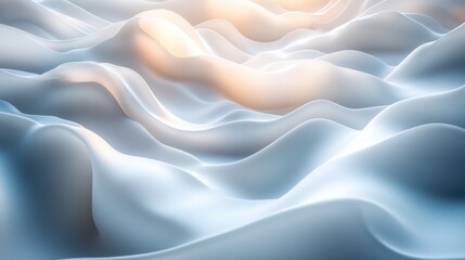 Fototapeta premium Soft, flowing waves of fabric in pastel colors create a serene atmosphere with gentle light