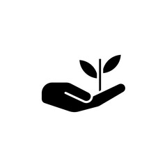 plant in hand icon Simple thin line logo